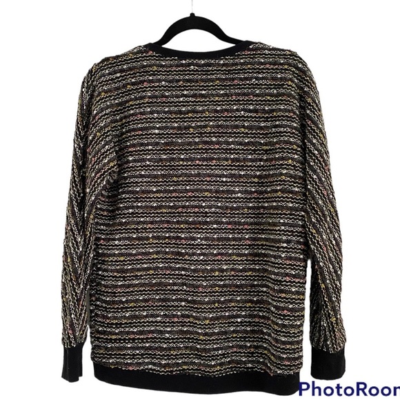 Anthropologie x Sanctuary Black Multicolor Weave Vneck Sweater, Size Xsmall - Picture 4 of 7